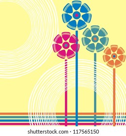 abstract flowers on yellow background