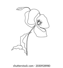 Abstract  flowers one line vector drawing.  Portrait minimalistic style. Botanical print. Nature symbol of cosmetics. Modern continuous line art. Fashion print.