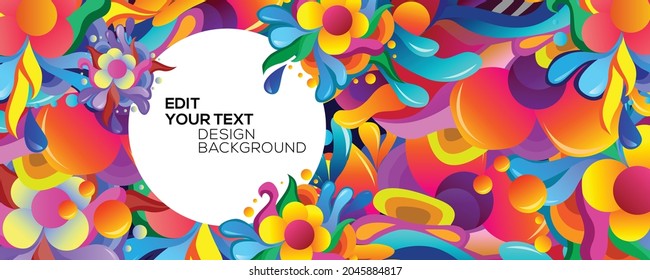 Plantilla de diseño de diseño y fondo colorido del patrón de flores abstractas para el cartel y la cubierta.