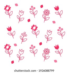 Abstract flowers pattern. Geometric floral background
