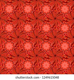 Abstract flowers pattern in green, yellow and red colors. Retro design. Seamless floral pattern, delicate flower vector wallpaper, wildflowers, tansy.