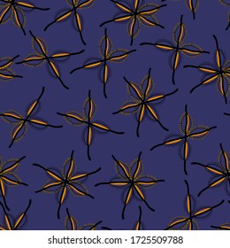 Abstract flowers pattern. Multi-colored flowers on a dark blue background. For textiles, packaging design
