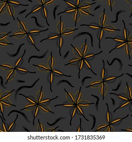 Abstract flowers pattern. Multi-colored flowers on a dark grey background. For textiles, packaging design