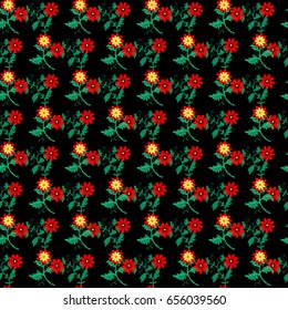 abstract flowers pattern on a black background for textiles
