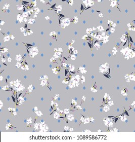 abstract flowers pattern on dark gray background