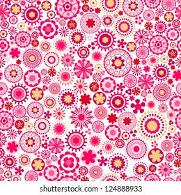 Abstract Flowers Pattern - Orange And Pink