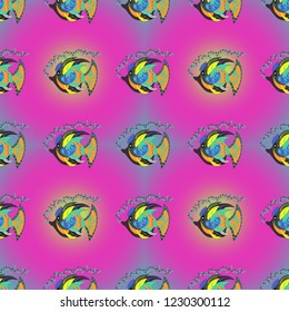 Abstract flowers pattern in violet, magenta and pink colors. Retro design. Seamless floral pattern, delicate flower vector wallpaper, wildflowers, tansy.
