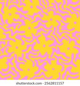 abstract flowers pattern with yellow background