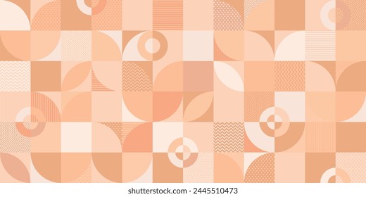 Abstract flowers peach tone geometric mosaic pattern with decorative ornament background vector illustration.