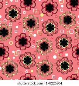 Abstract Flowers Pink  Endless Seamless Pattern