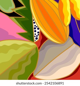 Abstract flowers, plants, floral, nature hand drawn vector illustration. Aesthetic modern nature background for interior, cover, poster, pattern, textile and fabric.