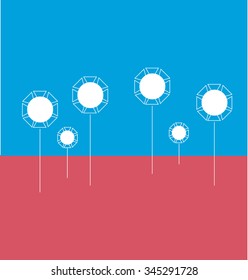 abstract flowers with red and blue background