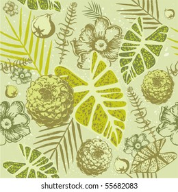 Abstract flowers seamless background