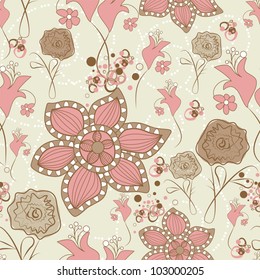 Abstract flowers seamless pattern