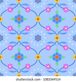 Abstract flowers seamless pattern.