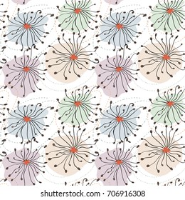 Abstract flowers seamless pattern.