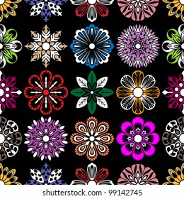 abstract flowers seamless pattern