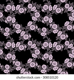 Abstract flowers seamless pattern. bicolor vector background.