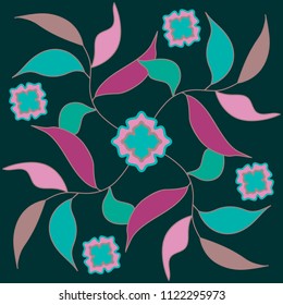Abstract flowers seamless pattern colorful tiles vector illuctration. Can be used for wallpaper, pattern fills, web page background, surface textures, textile design, floor tiles and other.