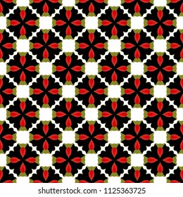 Abstract flowers seamless pattern colorful tiles vector illuctration. Can be used for wallpaper, pattern fills, web page background, surface textures, textile design, floor tiles and other