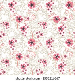 Abstract flowers seamless pattern. Colorful vector background