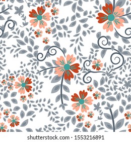 Abstract flowers seamless pattern. Colorful vector background