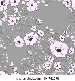 Abstract flowers seamless pattern. Colorful vector background.