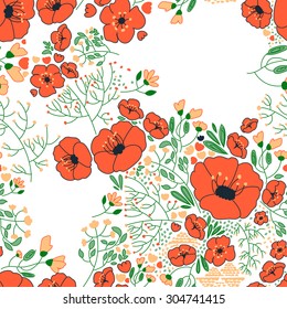 Abstract flowers seamless pattern. Colorful vector background.