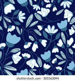 Abstract flowers seamless pattern. Colorful vector background