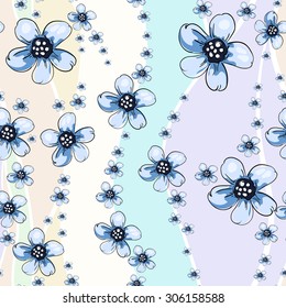 Abstract flowers seamless pattern. Colorful vector background.