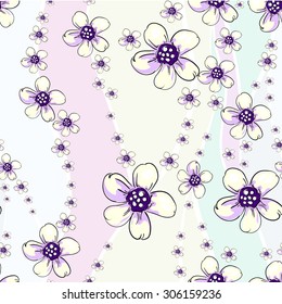 Abstract flowers seamless pattern. Colorful vector background.
