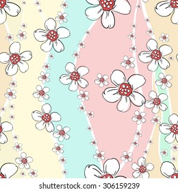Abstract flowers seamless pattern. Colorful vector background.
