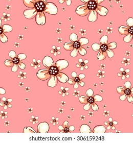 Abstract flowers seamless pattern. Colorful vector background.