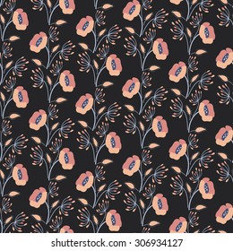 Abstract flowers seamless pattern. Colorful vector background.