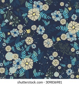 Abstract flowers seamless pattern. Colorful vector background