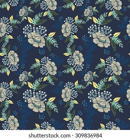 Abstract flowers seamless pattern. Colorful vector background
