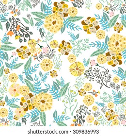 Abstract flowers seamless pattern. Colorful vector background