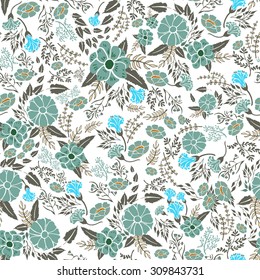 Abstract flowers seamless pattern. Colorful vector background