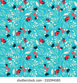 Abstract flowers seamless pattern. Colorful vector background.