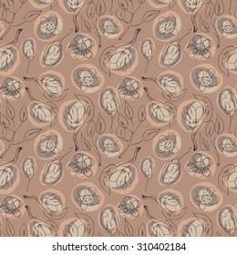 Abstract flowers seamless pattern. Colorful vector background.
