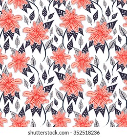 Flores abstractas, sin fisuras. Fondo vectorial colorido.