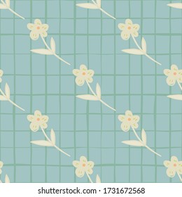 Abstract flowers seamless pattern in doodle style. Simple floral wallpaper. Design for fabric, textile print, wrapping, children textile. Vector illustration