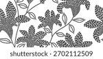Abstract flowers seamless pattern with dotted style. flower and leaf background.