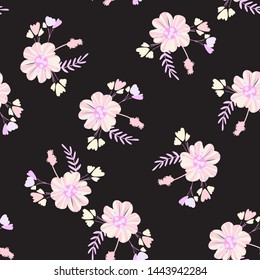 Abstract flowers seamless pattern for fabric design. Vector repeat illustrations. Romantic  twig and flora seamless pattern.Botanical wallpaper. Element decorative floral.