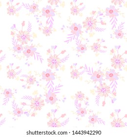 Abstract flowers seamless pattern for fabric design. Vector repeat illustrations. Romantic  twig and flora seamless pattern.Botanical wallpaper. Element decorative floral.