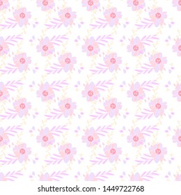 Abstract flowers seamless pattern for fabric design. Vector repeat illustrations. Romantic  twig and flora seamless pattern.Botanical wallpaper. Element decorative floral.