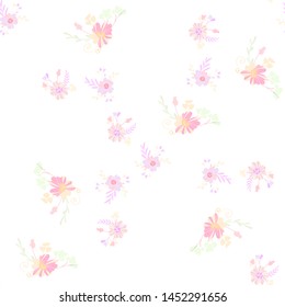 Abstract flowers seamless pattern for fabric design. Vector repeat illustrations. Romantic  twig and flora seamless pattern.Botanical wallpaper. Element decorative floral.