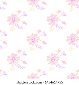 Abstract flowers seamless pattern for fabric design. Vector repeat illustrations. Romantic  twig and flora seamless pattern.Botanical wallpaper. Element decorative floral.