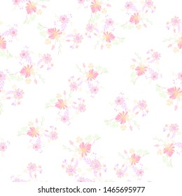 Abstract flowers seamless pattern for fabric design. Vector repeat illustrations. Romantic  twig and flora seamless pattern.Botanical wallpaper. Element decorative floral.