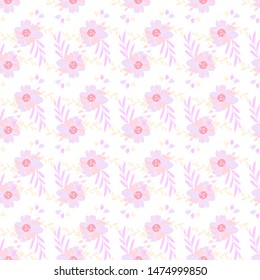 Abstract flowers seamless pattern for fabric design. Vector repeat illustrations. Romantic  twig and flora seamless pattern.Botanical wallpaper. Element decorative floral.